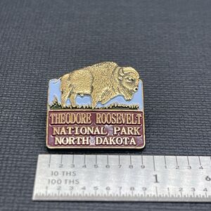 Theodore Roosevelt National Park Souvenir Pin Lapel Hat Bison Brass Color ND